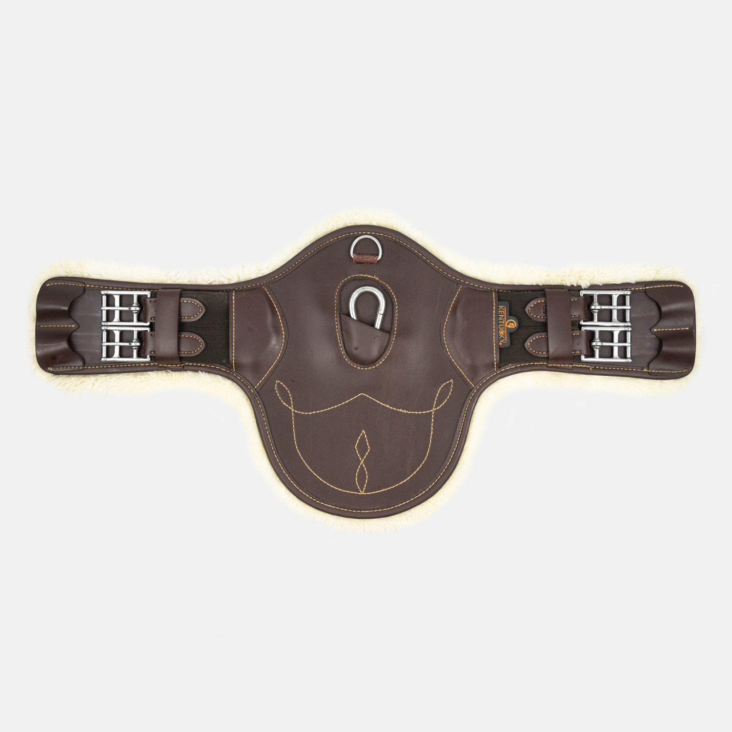 Sangle-bavette-courte-kentucky-horsewear-mouton-marron-cheval-occasion_1 Kentucky Horsewear - Sangle Bavette Courte Sheepskin Marron – Image 1