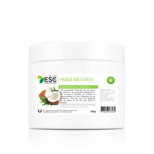 Pot-huile-de-coco-esc-laboratoire ESC Laboratoire - Huile de coco - Irritations cutanées et sabots secs cheval – Image 1