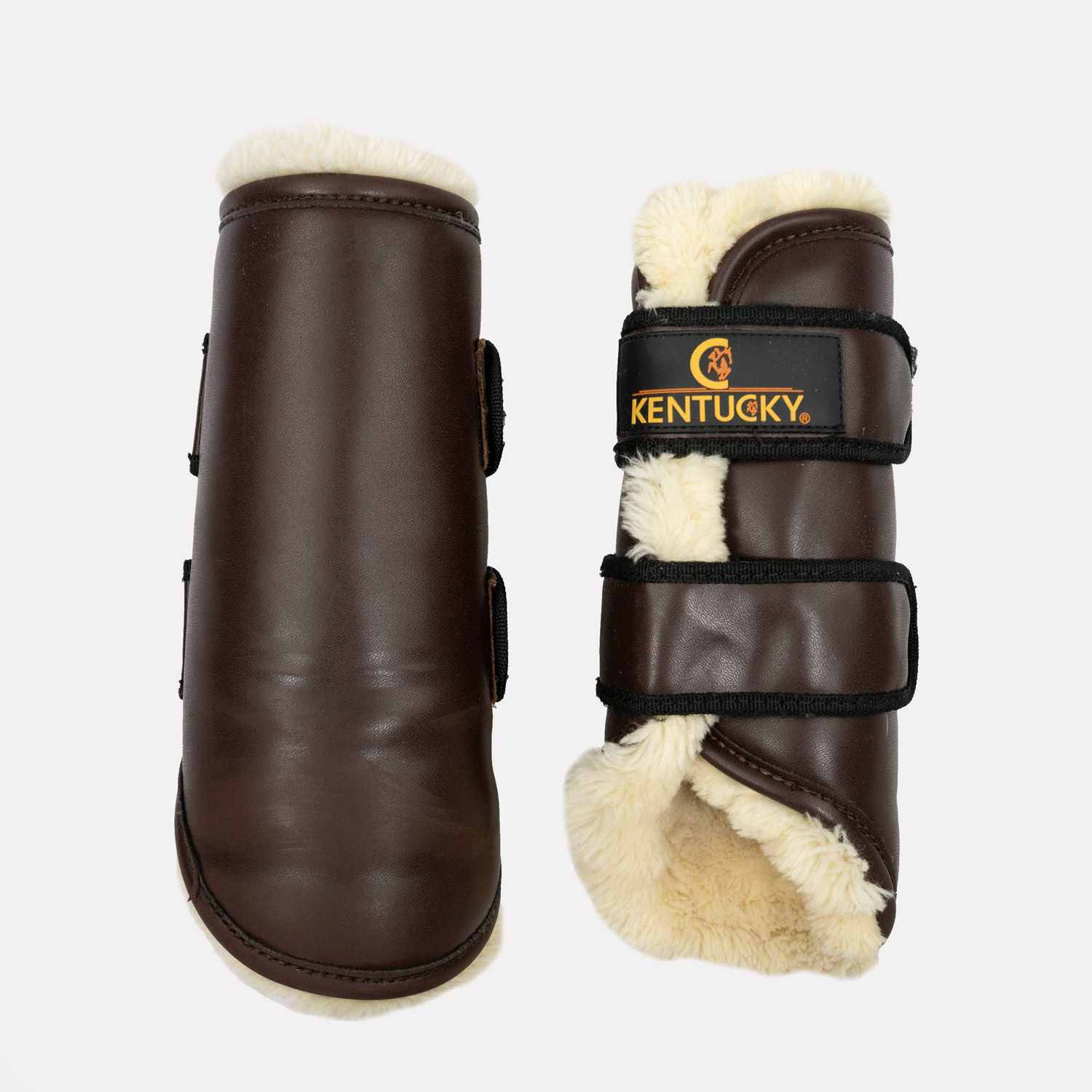 guetres-fermées-kentucky-horsewear-turnout-leather-marron-cheval-occasion-1 Kentucky Horsewear - Guêtres Fermées Cuir Sheepskin Postérieurs Marron – Image 1