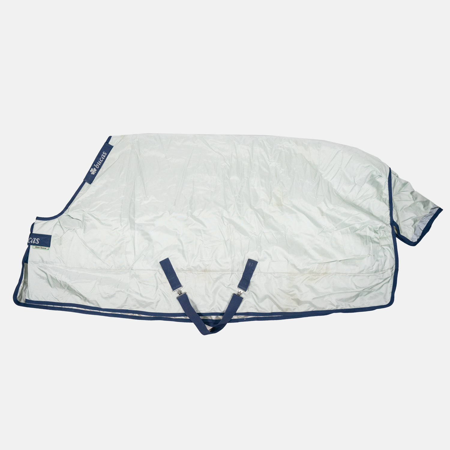 Bucas-Couverture-DExterieur-Power-Turnout-Light-High-Neck-Argent-Marine-cheval-occasion-6 Bucas - Couverture D’Extérieur Power Turnout Light High Neck Argent / Marine – Image 1