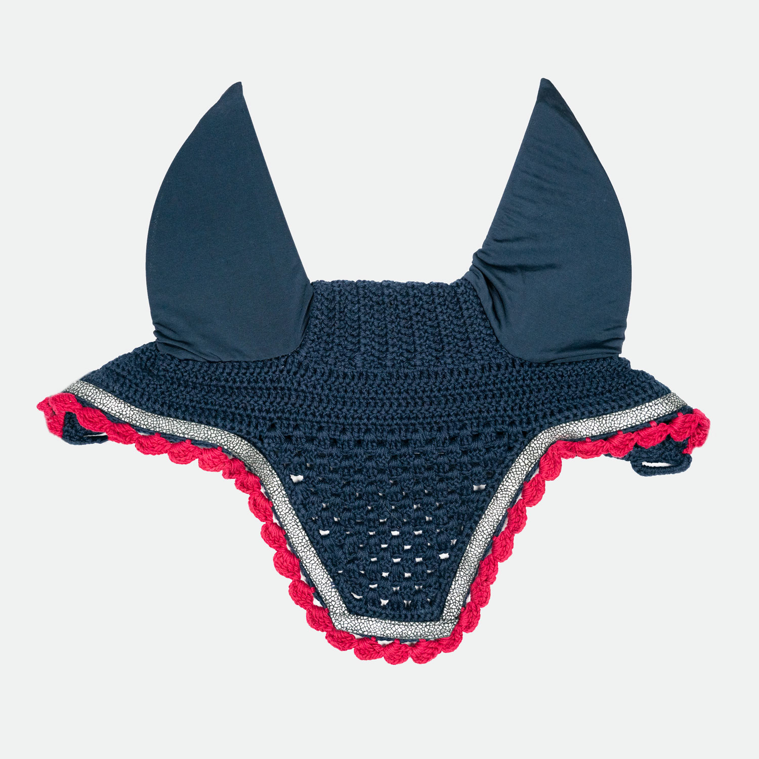 JuPa-Bonnet-Court-Galon-Craquele-Argent-Bord-Bleu-Marine-Bleu-Marine-cheval-occasion-2 Ju&Pa - Bonnet Court Marine Galon Craquelé Argent Bord Bordeaux – Image 1