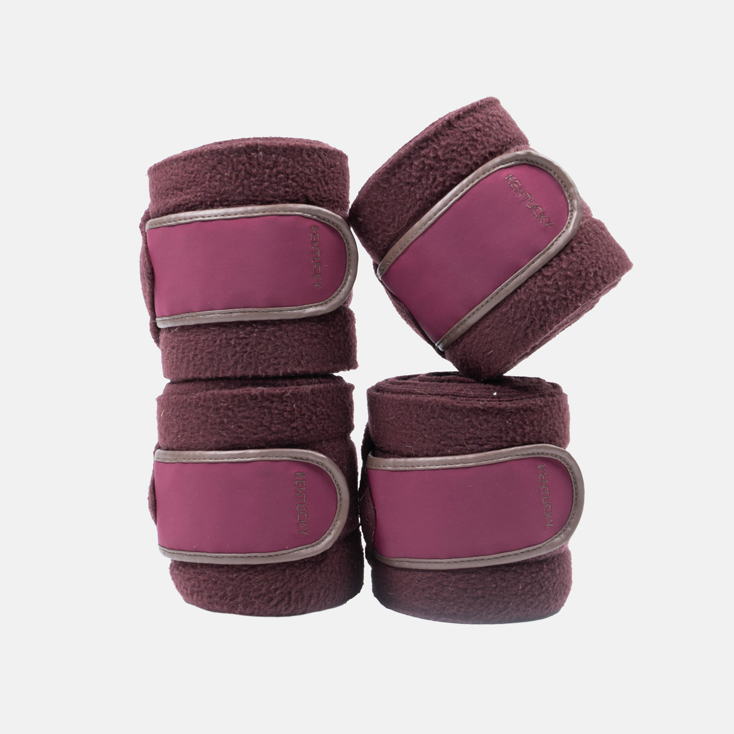 Kentucky-Horsewear-Bandes-De-Polo-Fleece-Leather-Bordeaux-cheval-occasion-2 Kentucky Horsewear - Bandes De Polo Fleece Leather Bordeaux – Image 1